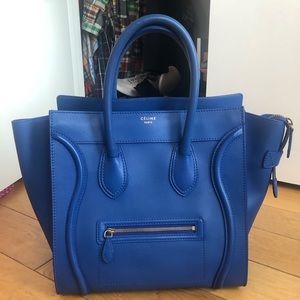 Celine Mini Luggage Bag Royal Blue Smooth Calfksin